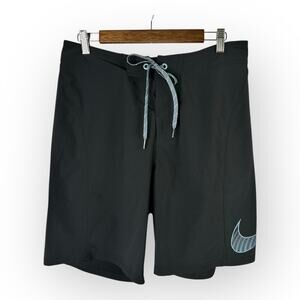 Nike Mens size Medium Black Surf Board Shorts Swoosh Logo Beach